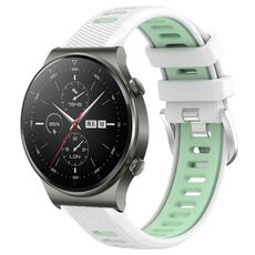 Per Huawei GT2 Pro 22mm Cinturino sportivo in silicone con fibbia in acciaio bicolore (bianco + verde acqua)