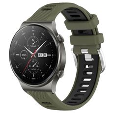Per Huawei GT2 Pro 22mm Cinturino sportivo in silicone con fibbia in acciaio bicolore (verde militare + nero)