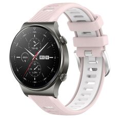 Per Huawei GT2 Pro 22mm Cinturino sportivo in silicone con fibbia in acciaio bicolore (rosa + bianco)