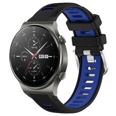 Per Huawei GT2 Pro 22mm Cinturino sportivo in silicone con fibbia in acciaio bicolore (nero + blu)
