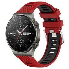 Per Huawei GT2 Pro 22mm Cinturino sportivo in silicone con fibbia in acciaio bicolore (rosso + nero)