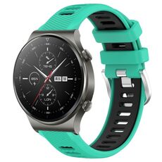 Per Huawei GT2 Pro 22mm Cinturino sportivo in silicone con fibbia in acciaio bicolore (blu lago + nero)