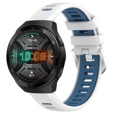 Per Huawei Watch GT 2E 22mm Cinturino sportivo in silicone con fibbia in acciaio bicolore (bianco + blu)