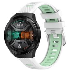 Per Huawei Watch GT 2E 22mm Cinturino sportivo in silicone con fibbia in acciaio bicolore (bianco + verde acqua)