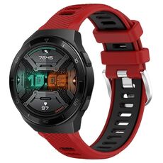 Per Huawei Watch GT 2E 22mm Cinturino sportivo in silicone con fibbia in acciaio bicolore (rosso + nero)