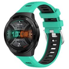 Per Huawei Watch GT 2E 22mm Cinturino sportivo in silicone con fibbia in acciaio bicolore (blu lago + nero)