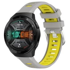 Per Huawei Watch GT 2E 22mm Cinturino sportivo in silicone con fibbia in acciaio bicolore (grigio + giallo)