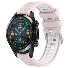 Per Huawei GT2 46mm 22mm Cinturino sportivo in silicone con fibbia in acciaio bicolore (rosa + bianco)
