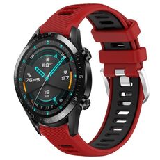 Per Huawei GT2 46mm 22mm Cinturino sportivo in silicone con fibbia in acciaio bicolore (rosso + nero)