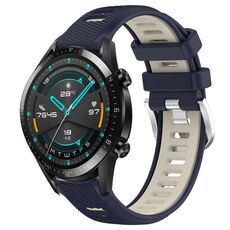 Per Huawei GT2 46mm 22mm cinturino sportivo in silicone con fibbia in acciaio bicolore (blu notte + luce stellare)