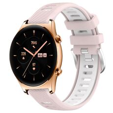 For Honor Watch GS 3 22mm Cinturino sportivo in silicone con fibbia in acciaio bicolore (rosa + bianco)