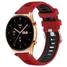 For Honor Watch GS 3 22mm Cinturino sportivo in silicone con fibbia in acciaio bicolore (rosso + nero)