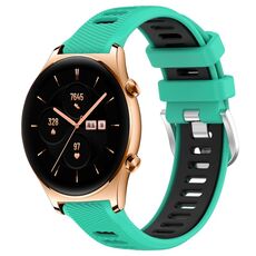 For Honor Watch GS 3 22mm Cinturino sportivo in silicone con fibbia in acciaio bicolore (blu lago + nero)