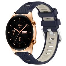 For Honor Watch GS 3 22mm Cinturino sportivo in silicone con fibbia in acciaio bicolore (blu notte + luce stellare)