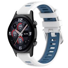For Honor Watch GS 3i 22mm Cinturino sportivo in silicone con fibbia in acciaio bicolore (bianco + blu)