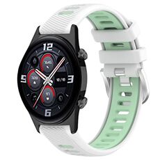 For Honor Watch GS 3i 22mm Cinturino sportivo in silicone con fibbia in acciaio bicolore (bianco + verde acqua)