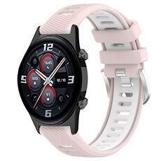 For Honor Watch GS 3i 22mm Cinturino sportivo in silicone con fibbia in acciaio bicolore (rosa + bianco)