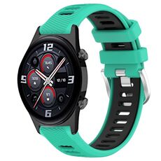 For Honor Watch GS 3i 22mm Cinturino sportivo in silicone con fibbia in acciaio bicolore (blu lago + nero)