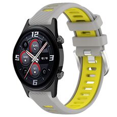 For Honor Watch GS 3i 22mm Cinturino sportivo in silicone con fibbia in acciaio bicolore (grigio + giallo)