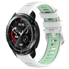 For Honor Watch GS Pro 22mm Cinturino sportivo in silicone con fibbia in acciaio bicolore (bianco + verde acqua)