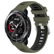 For Honor Watch GS Pro 22mm Cinturino sportivo in silicone con fibbia in acciaio bicolore (verde militare + nero)