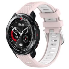 For Honor Watch GS Pro 22mm Cinturino sportivo in silicone con fibbia in acciaio bicolore (rosa + bianco)