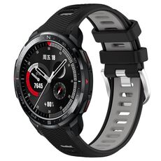 For Honor Watch GS Pro 22mm Cinturino sportivo in silicone con fibbia in acciaio bicolore (nero + grigio)