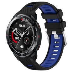 For Honor Watch GS Pro 22mm Cinturino sportivo in silicone con fibbia in acciaio bicolore (nero + blu)