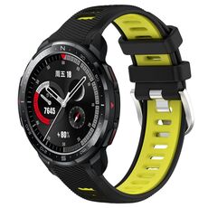 For Honor Watch GS Pro 22mm Cinturino sportivo in silicone con fibbia in acciaio bicolore (nero + verde lime)
