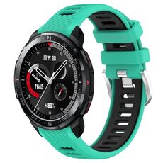 For Honor Watch GS Pro 22mm Cinturino sportivo in silicone con fibbia in acciaio bicolore (blu lago + nero)