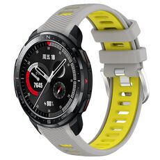 For Honor Watch GS Pro 22mm Cinturino sportivo in silicone con fibbia in acciaio bicolore (grigio + giallo)