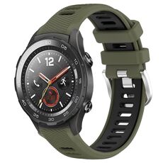 For Honor Magic Watch 2 46mm 22mm Cinturino sportivo in silicone con fibbia in acciaio bicolore (verde militare + nero)