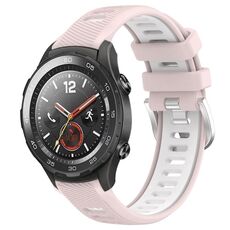 Per Honor Magic Watch 2 46mm 22mm Cinturino sportivo in silicone con fibbia in acciaio bicolore (rosa + bianco)