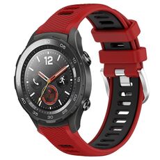 Per Honor Magic Watch 2 46mm 22mm Cinturino sportivo in silicone con fibbia in acciaio bicolore (rosso + nero)