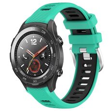 Per Honor Magic Watch 2 46mm 22mm Cinturino sportivo in silicone con fibbia in acciaio bicolore (lago blu + nero)