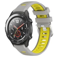 Per Honor Magic Watch 2 46mm 22mm Cinturino sportivo in silicone con fibbia in acciaio bicolore (grigio + giallo)
