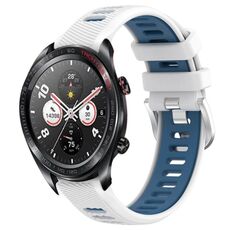 For Honor Watch Dream 22mm Cinturino sportivo in silicone con fibbia in acciaio bicolore (bianco + blu)