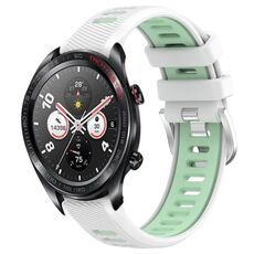 For Honor Watch Dream 22mm Cinturino sportivo in silicone con fibbia in acciaio bicolore (bianco + verde acqua)