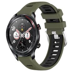 For Honor Watch Dream 22mm Cinturino sportivo in silicone con fibbia in acciaio bicolore (verde militare + nero)