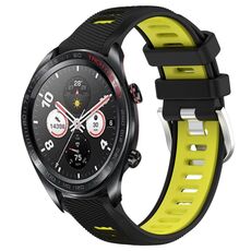 For Honor Watch Dream 22mm Cinturino sportivo in silicone con fibbia in acciaio bicolore (nero + verde lime)