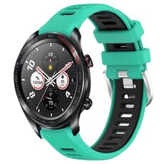For Honor Watch Dream 22mm Cinturino sportivo in silicone con fibbia in acciaio bicolore (blu lago + nero)