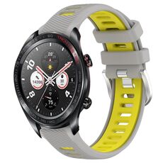For Honor Watch Dream 22mm Cinturino sportivo in silicone con fibbia in acciaio bicolore (grigio + giallo)