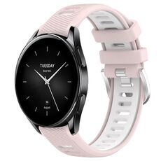 Per Xiaomi Watch S2 42mm 22mm Cinturino sportivo in silicone con fibbia in acciaio bicolore (rosa + bianco)