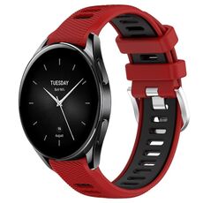 Per Xiaomi Watch S2 42mm 22mm Cinturino sportivo in silicone con fibbia in acciaio bicolore (rosso + nero)