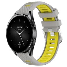 Per Xiaomi Watch S2 42mm 22mm Cinturino sportivo in silicone con fibbia in acciaio bicolore (grigio + giallo)