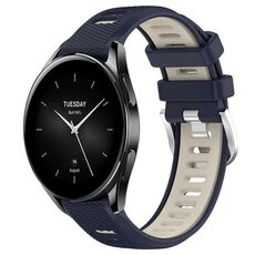 Per Xiaomi Watch S2 42mm 22mm Cinturino sportivo in silicone con fibbia in acciaio bicolore (blu notte + luce stellare)