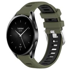 Per Xiaomi Watch S2 46mm 22mm Cinturino sportivo in silicone con fibbia in acciaio bicolore (verde militare + nero)