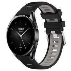 Per Xiaomi Watch S2 46mm 22mm Cinturino sportivo in silicone con fibbia in acciaio bicolore (nero + grigio)
