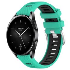 Per Xiaomi Watch S2 46mm 22mm Cinturino sportivo in silicone con fibbia in acciaio bicolore (lago blu + nero)
