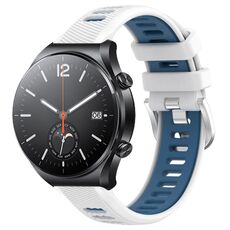 Per Xiaomi MI Watch S1 22mm Cinturino sportivo in silicone con fibbia in acciaio bicolore (bianco + blu)